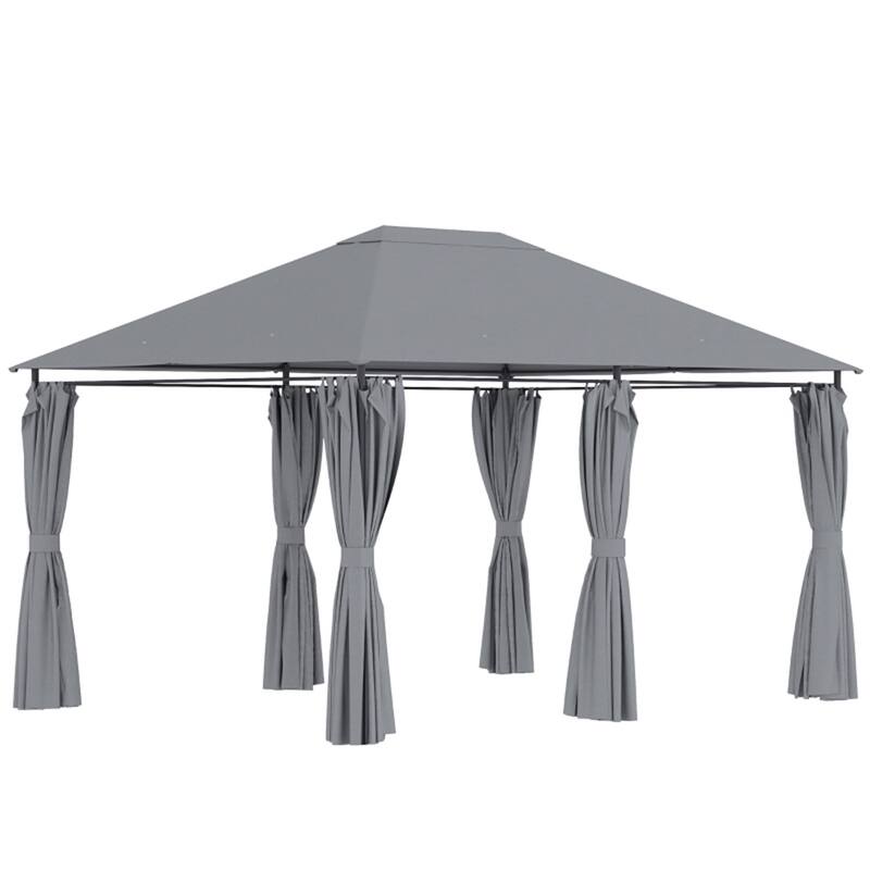 Patio Gazebo with 6 Detachable Sidewalls PA-Coated UV-Resistant Canopy & Powder-Coated Steel Frame - 13.1' L x 9.8' W x 9' H