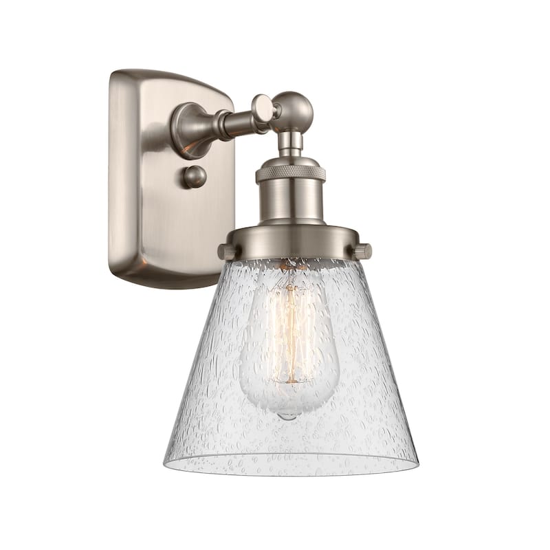 Innovations Lighting Small Cone 6" Wide Bathroom Sconce - Brushed Satin Nickel / Seedy