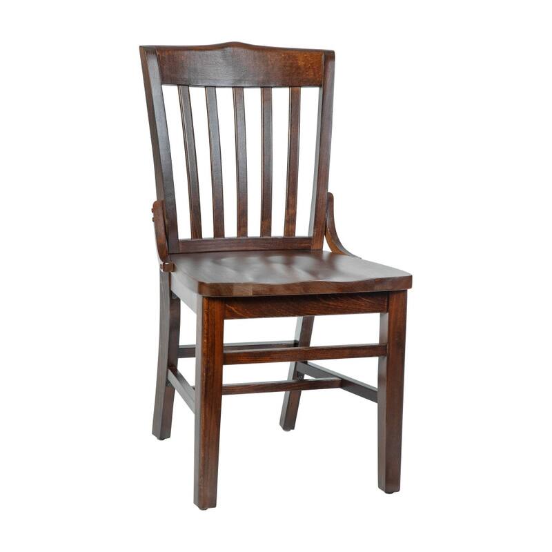 School House Back Wooden Restaurant Dining Chair - 18.5"W x 21.5"D x 35"H - Walnut