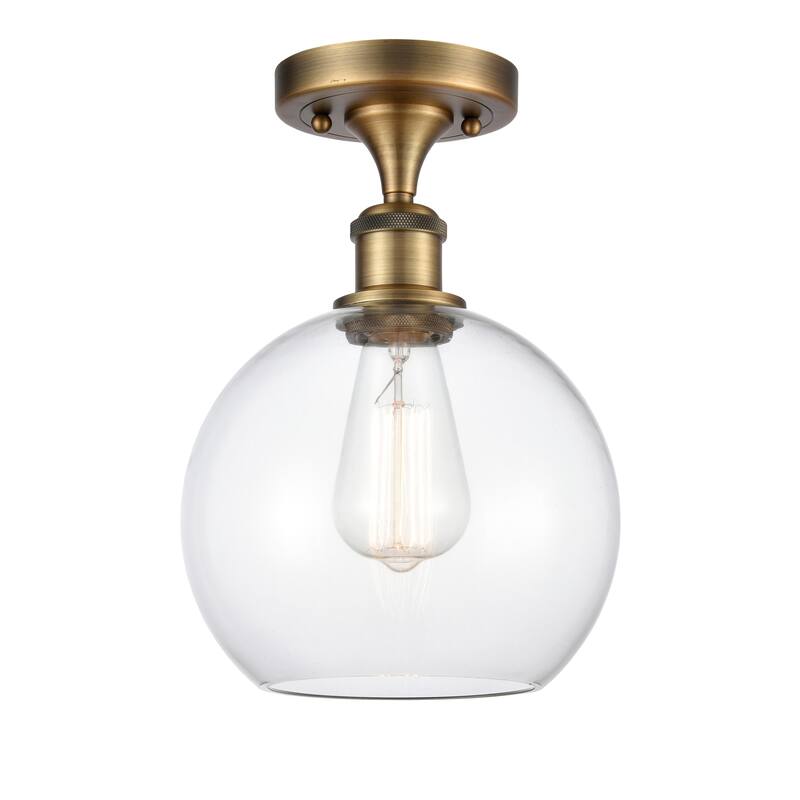 Innovations Lighting Ballston Athens - 1 Light 8" Semi-Flush Mount - Clear/Brushed Brass