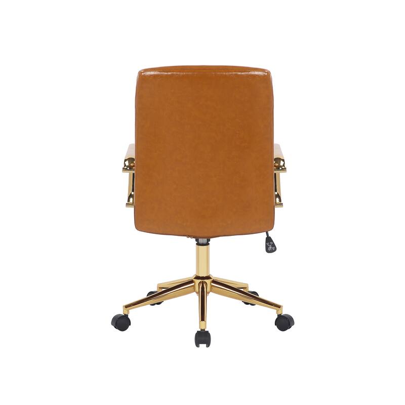 Porthos Home Franco Swivel Office Chair, PU Leather, Roller Wheels