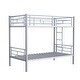 preview thumbnail 5 of 9, Grey+Silver Twin over Twin Metal Bunk Bed with Ladder and High Guardrail