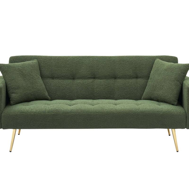 71.7" Teddy Velvet Sofa Bed with Two Deluxe Cushions