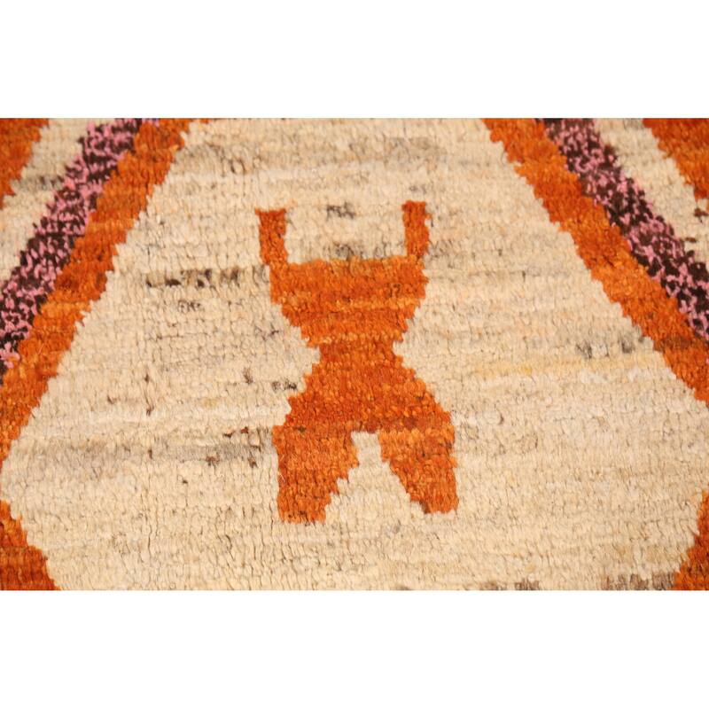 Moroccan Oriental Area Rug Handmade Orange Wool Carpet - 8'2" x 10'1"