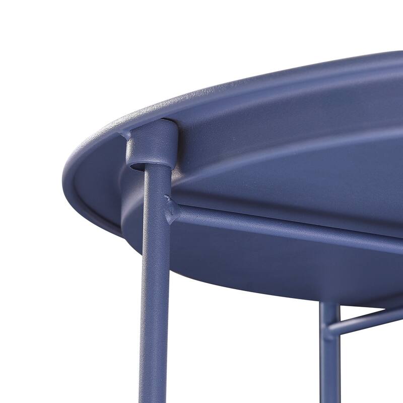 VECELO Small Round Side Table with Removable Tray & Fabric Storage Bin Easy 5-Min Assembly for Living Room Bedroom