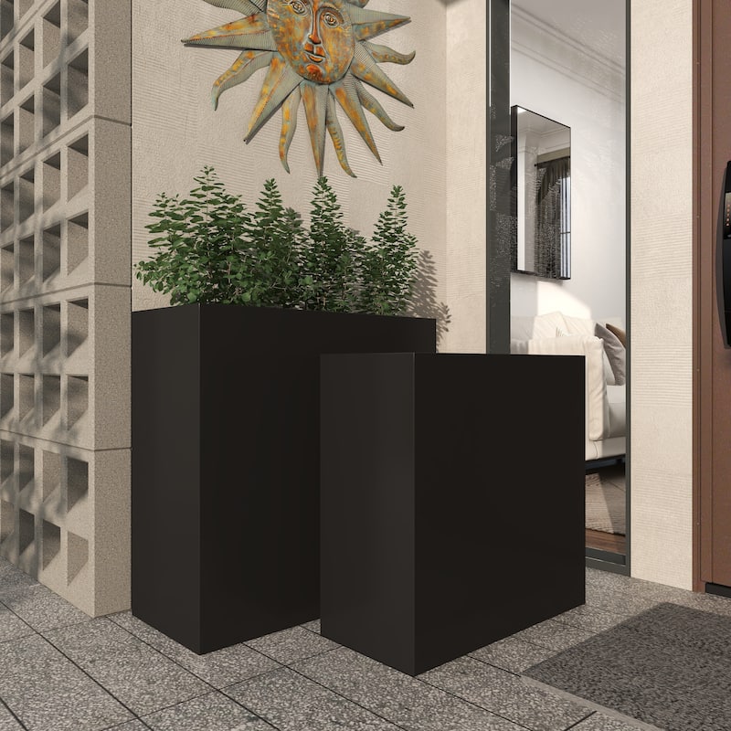 Black or White Metal Modern Planter (Set of 2) - S/2 28", 24"H