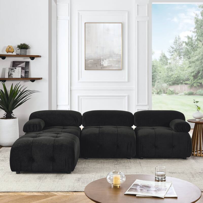 Modular Sectional Sofa L Shaped Couch with Reversible Ottoman
