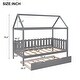 preview thumbnail 4 of 20, Twin Size Wooden House Bed with Trundle and Fence-Shaped Guardrail