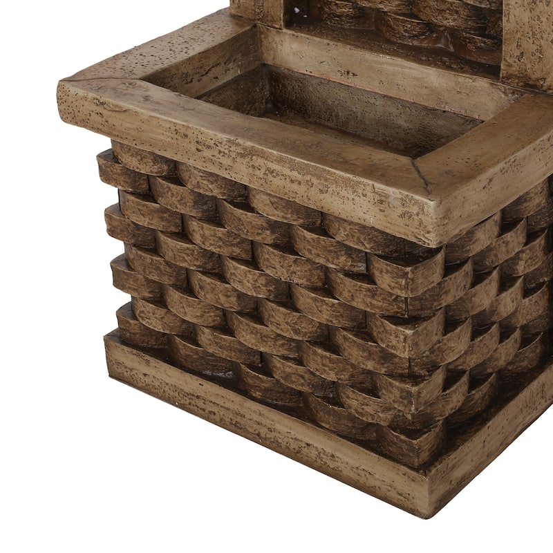 35.25" H Weather Resistant Floor Fountain with Light, Handmade Outdoor Fountain - 35.25"H