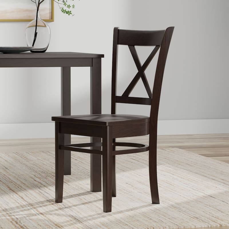 3-Piece Dining Set, 48" Rectangle Wood Table and Cross Back Chairs