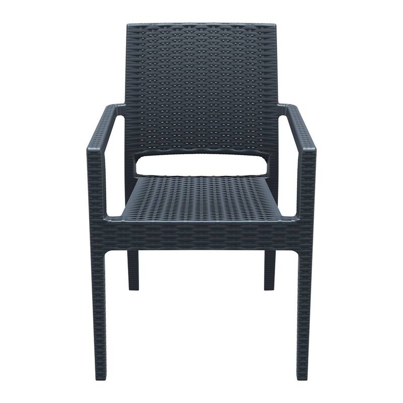34" Gray Wickerlook Patio Stackable Dining Chair