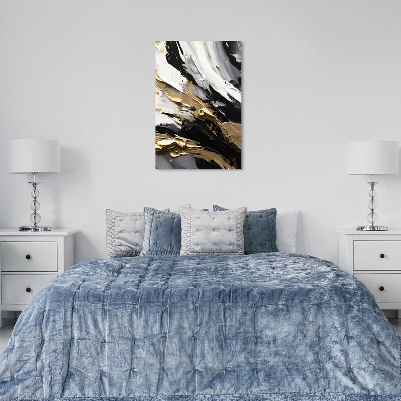 Wynwood Studio Abstract Spilled Golden Paint Gold and Modern & Contemporary Wall Art Canvas Print - 36 x 24