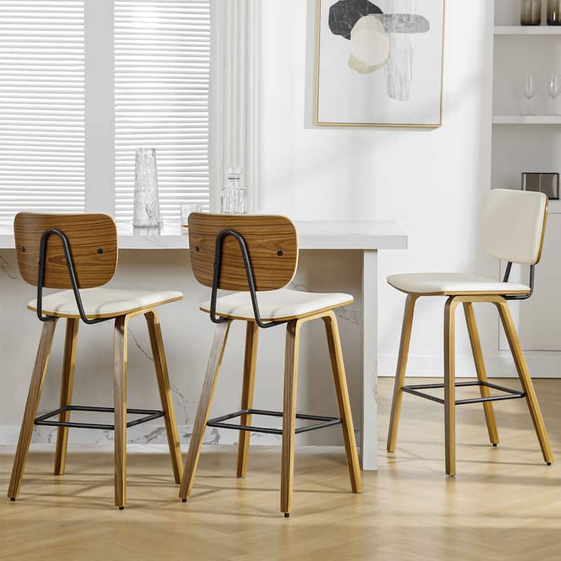 26" Wood Counter Height Bar Stools Set of 2 - 37.6"H x 19.5"W x 18.7"D