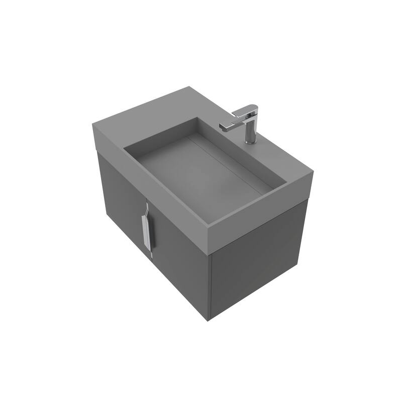 Amazon 30" Wall Mounted Bathroom Right Basin Vanity Set w/ Gray Top