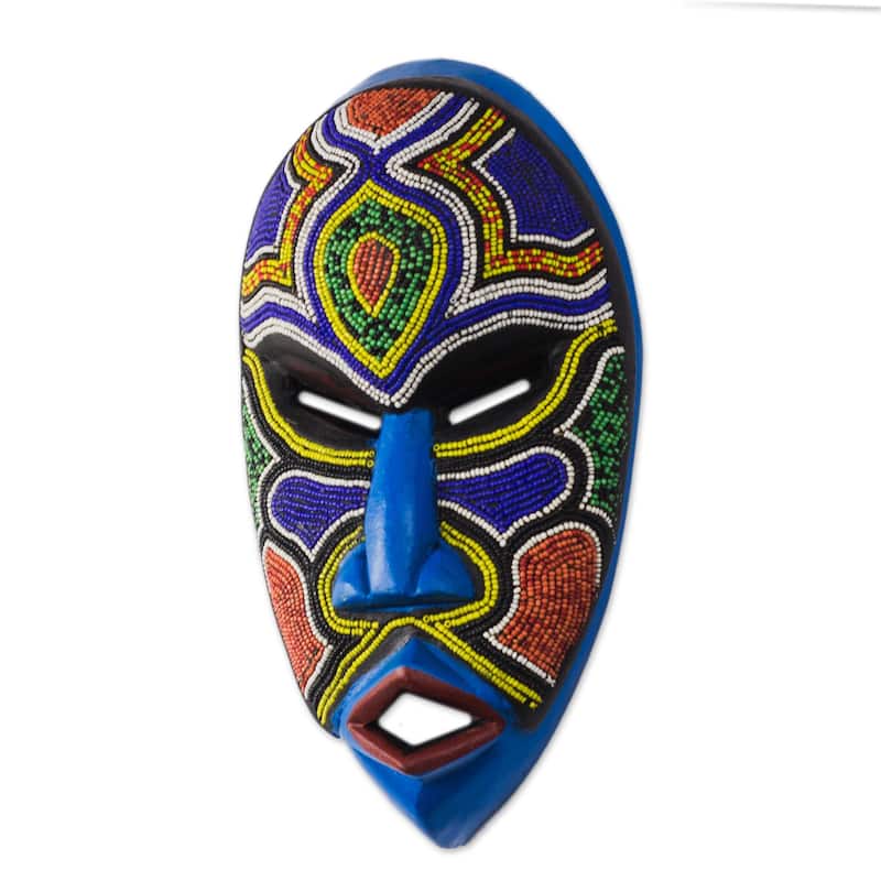 Novica Handmade Beaded Love African Beaded Wood Mask