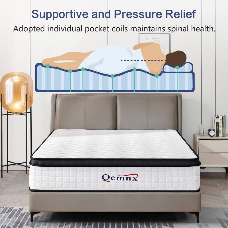 Qemnx 12 Inch Hybrid Gel Memory Foam Mattress