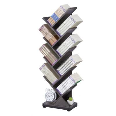 9-Shelf Tree Bookshelf, 38.4-Inch Retro Floor Standing Bookcase Display for CDs/Magazine/Books,Small Bookshelf for Bedroom