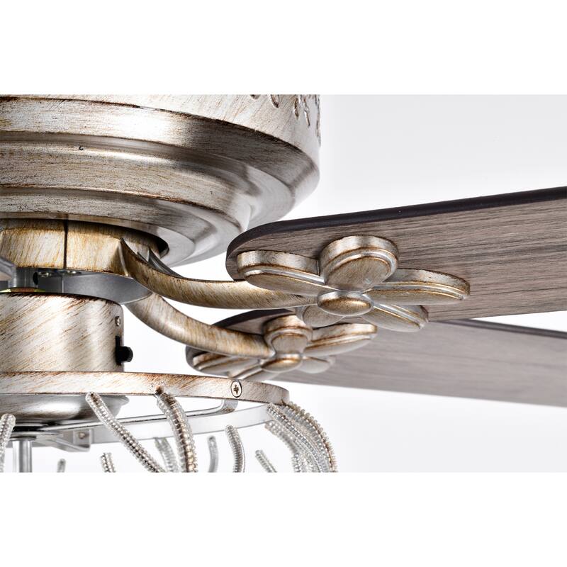 Kannon 52 Inch Ceiling Fan Antique Silver Finish Shabby Chic Style with Remote