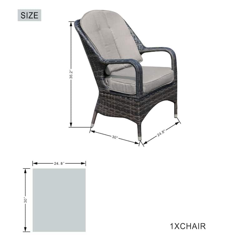 7-Piece Patio Rattan Dining Set with Ice Bucket and Firepit