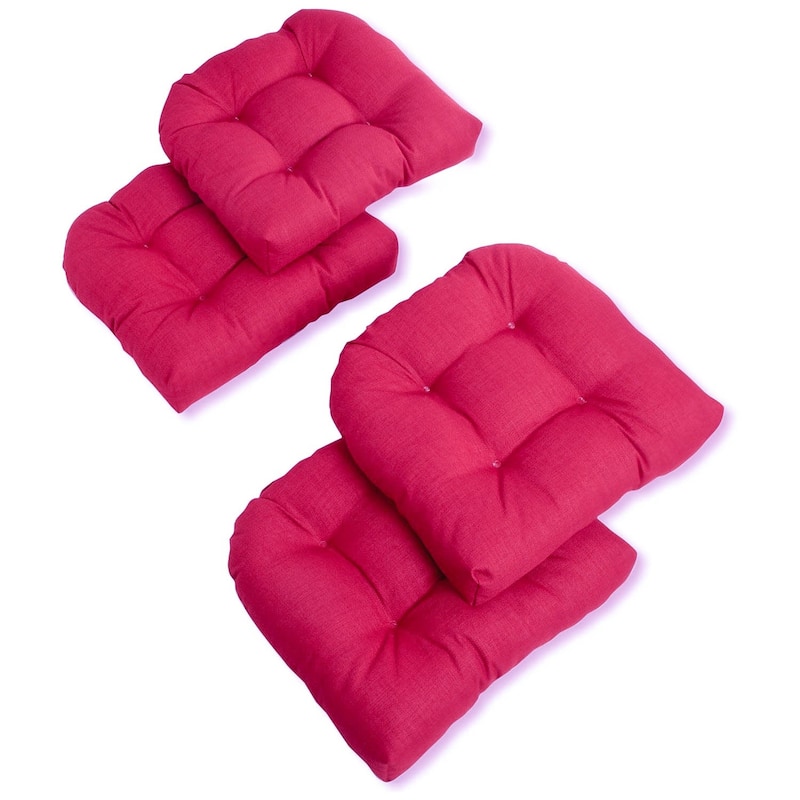 Blazing Needles Indoor/Outdoor Chair Cushions (Set of 4) - 19" x 19" - Bery Berry