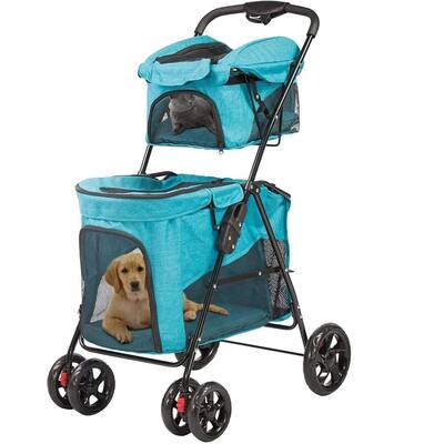Blue Portable Folding Pet Stroller