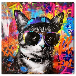 Stylish Graffiti Cat Canvas Graffiti Art by Art Remedy - On Sale