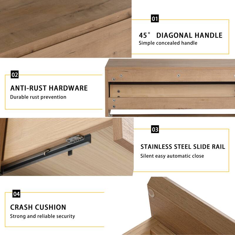 Modern Oak-Look 30 Inch Wall-Mounted Bathroom Vanity with Soft-Close Drawer, Vanity Base Only