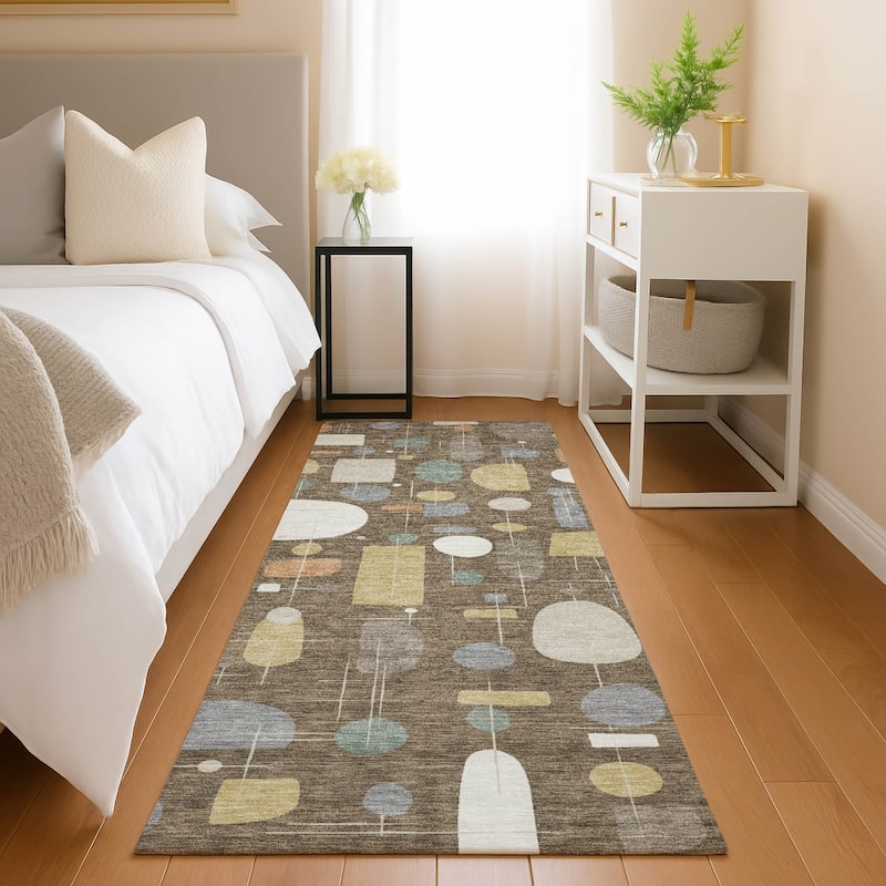 Machine Washable Indoor/ Outdoor Contemporary Fun Chantille Rug