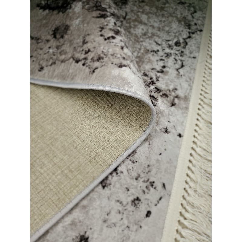 La Dole Rugs Grey Gray Silver Modern Machine washable Area Rug Carpet Living Room Outdoor Patio 5x7, 8x10, 7X9 feet