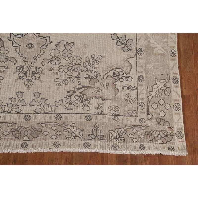 Distressed Tabriz Persian Vintage Rug Handmade Wool Carpet - 6'2"x 9'4"