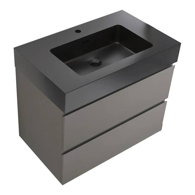 Single Sink Floating Bath Vanity in with Solid Surface Top
