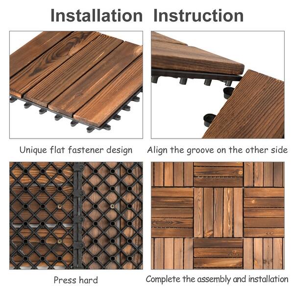 Shop Costway 22 Pcs 12 X 12 Interlocking Wood Deck Tiles Patio
