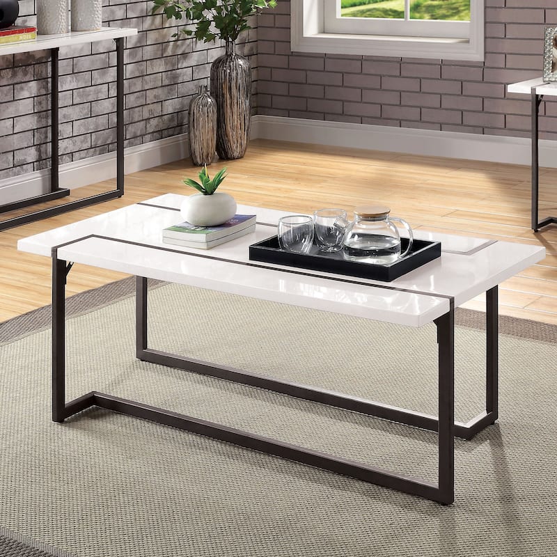 Tawl Contemporary White 47-inch Lacquer Coffee Table by Furniture of America - White