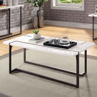 Tawl Contemporary White 47-inch Lacquer Coffee Table by Furniture of America