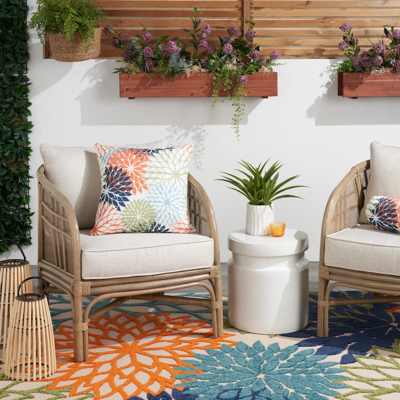 Mina Victory Aloha Tropical Floral Indoor Outdoor Throw Pillow