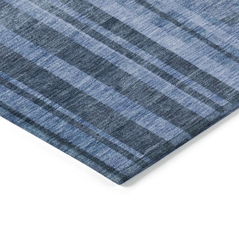 Machine Washable Indoor/ Outdoor Modern Stripes Chantille Rug