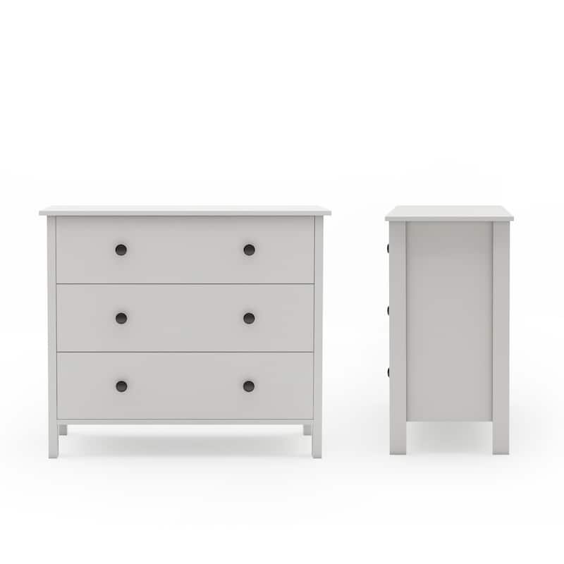 DH BASIC Transitional 34-inch Wide 3-Drawer Neutral Youth Dresser by Denhour