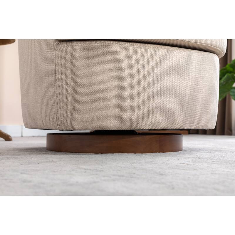 30.3" Swivel Accent Chair with Wood Base