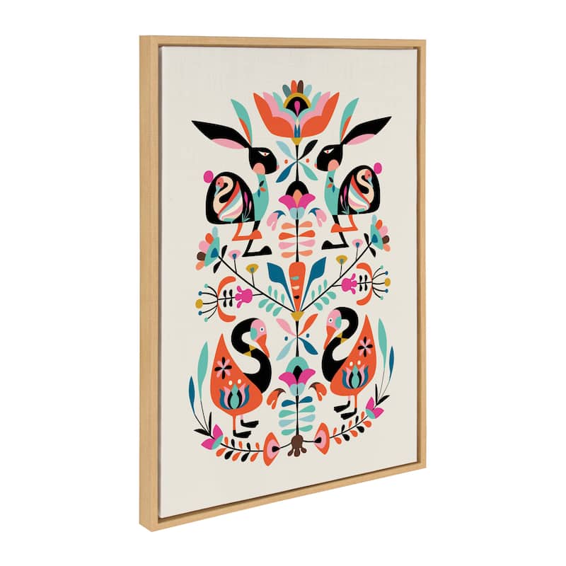 Kate and Laurel Sylvie Floral Bunny Framed Canvas By Rachel Lee