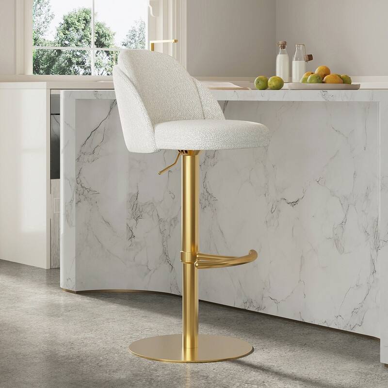 Spruce & Spring Joseph Modern Adjustable Swivel Counter Bar Stools with Back and Arched Footrest