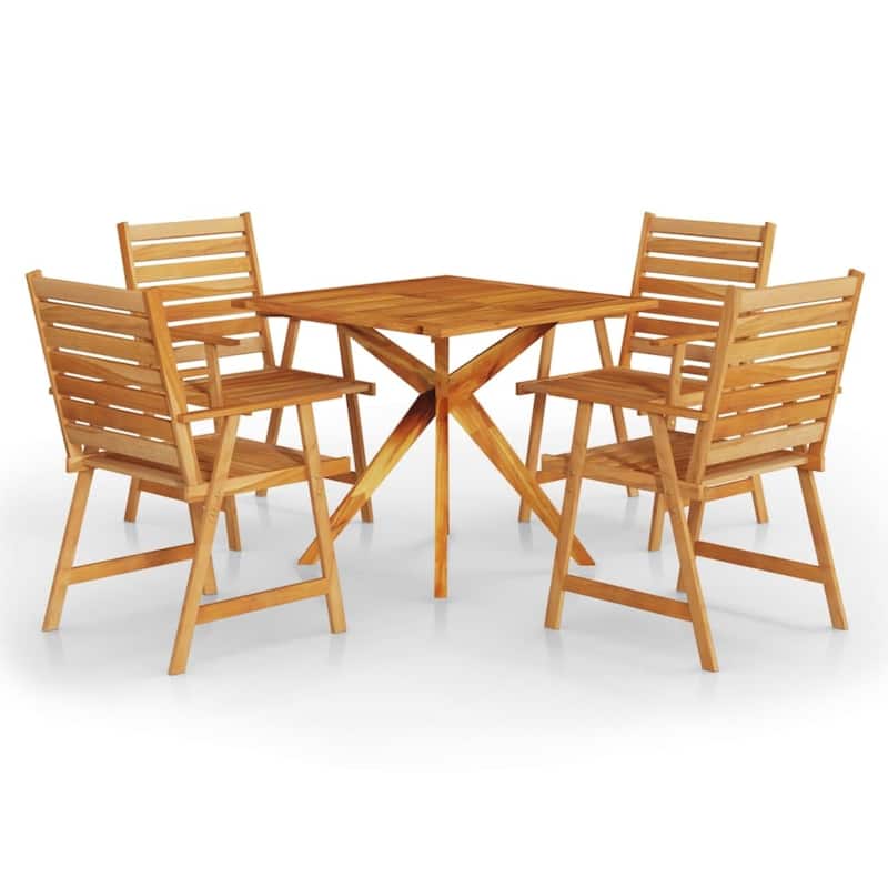 vidaXL Bistro Set Patio Table and Chairs Conversational Set Solid Acacia Wood - 27.6" x 27.6" x 24"