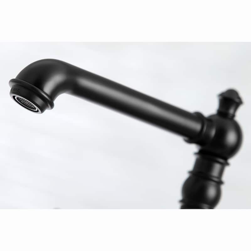 English Country Bridge Kitchen Faucet with Sprayer in Matte Black
