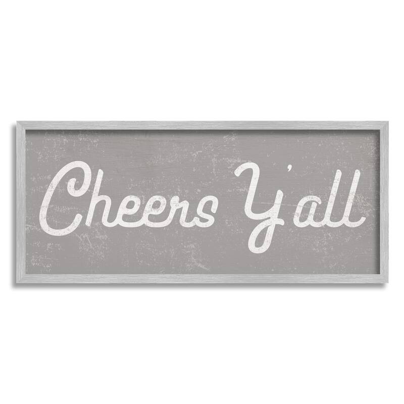Stupell Cheers Y'all Country Saying Happy Hour Distressed Pattern Framed Wall Art