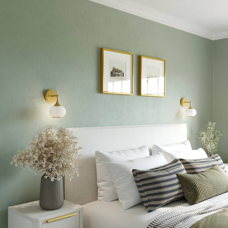 Acroma 1 Light Wall Sconce with Opal Glass Shade