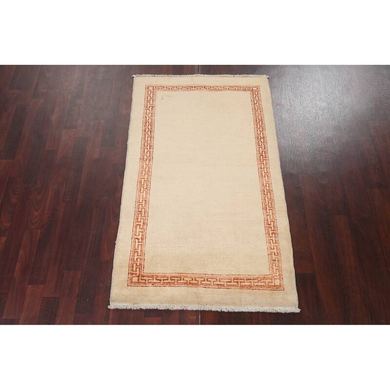 Bordered Geometric Gabbeh Kashkoli Oriental Area Rug Wool Hand-knotted - 3'0" x 5'2"