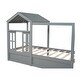 preview thumbnail 4 of 7, Twin Wood House Bed with Roof, Window, Drawer, and Solid Wooden Support