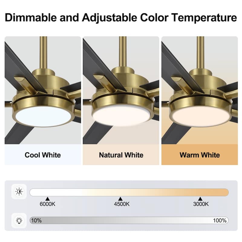 MLiAN 60 In. 5 Aluminium Blades Indoor LED Ceiling Fan with Remote, Smart Ceiling Fan - 60"