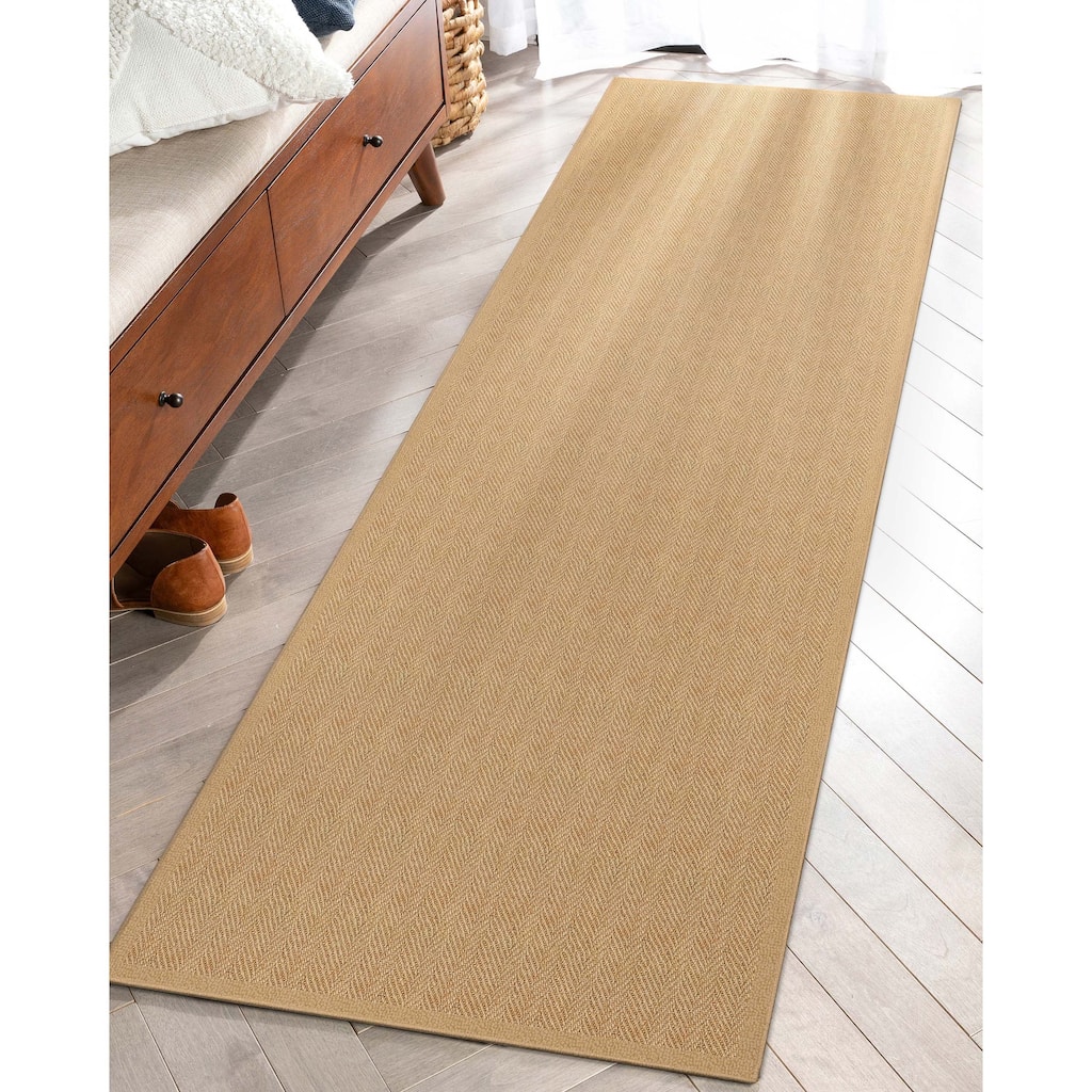 Well Woven Jute Boerboel Geometric Herringbone Flat-Weave Area Rug