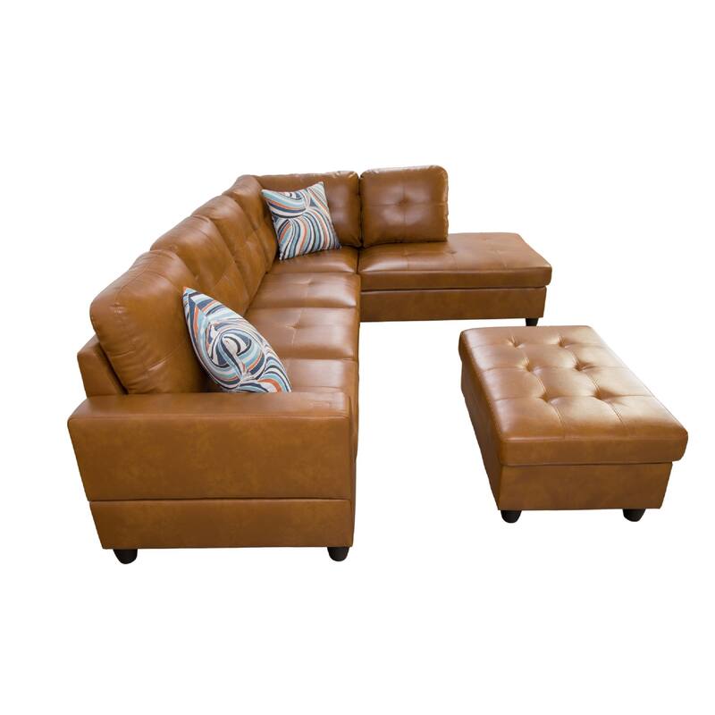 3-Pieces Sectional Sofa Set,Right Facing Ginger(09517B)
