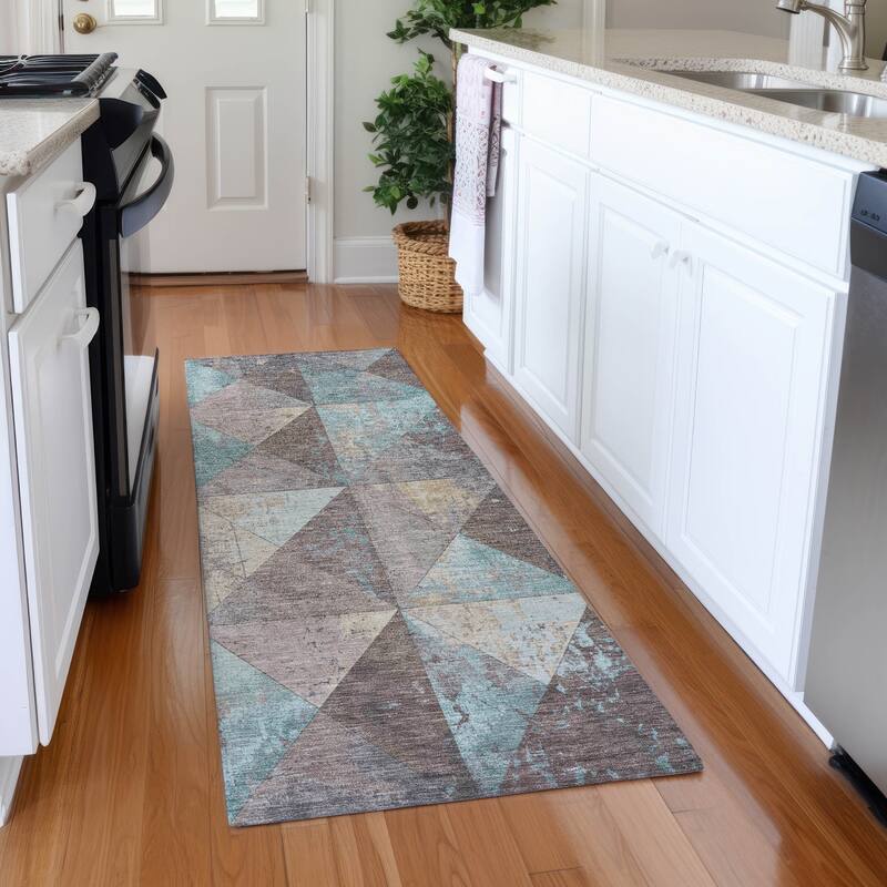 Premium Washable Super Soft Diamond Mosaic Mayfield Rug - Mocha - 2'3" x 7'6"